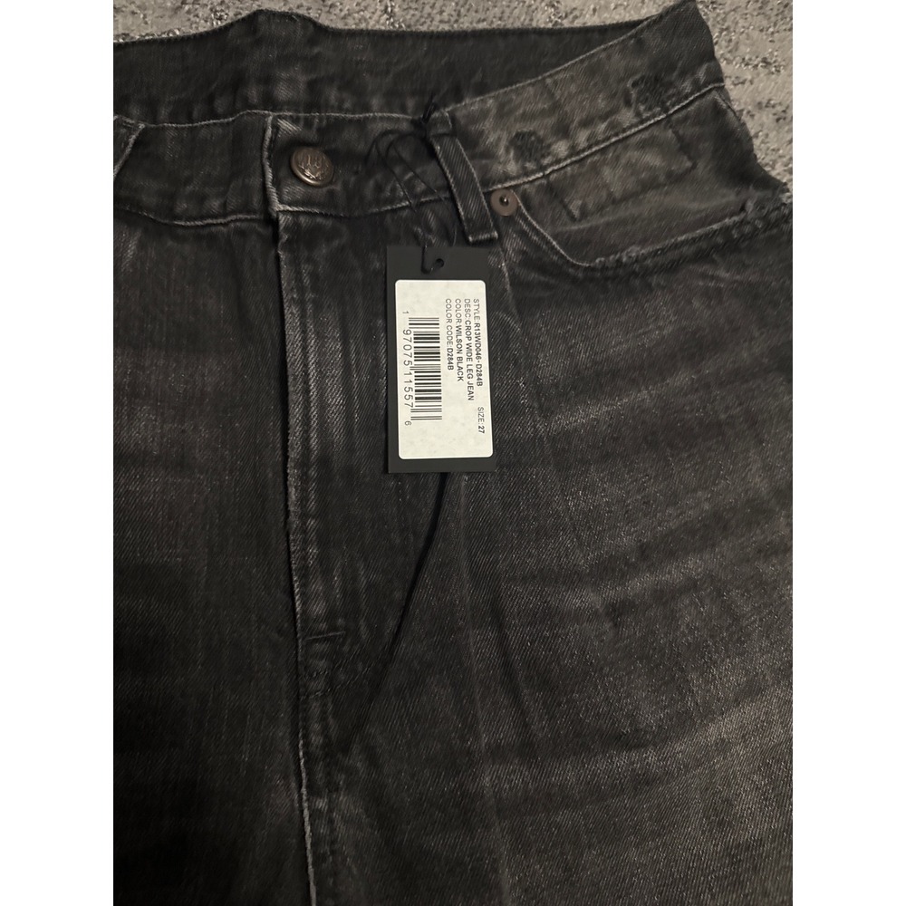R13 Wilson Black Crop Wide Leg Jeans High Rise Pleated Denim Size 27 NEW - Picture 2 of 7